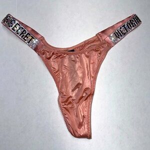 Victoria Secret Blush Pink rhinestone thong / XS